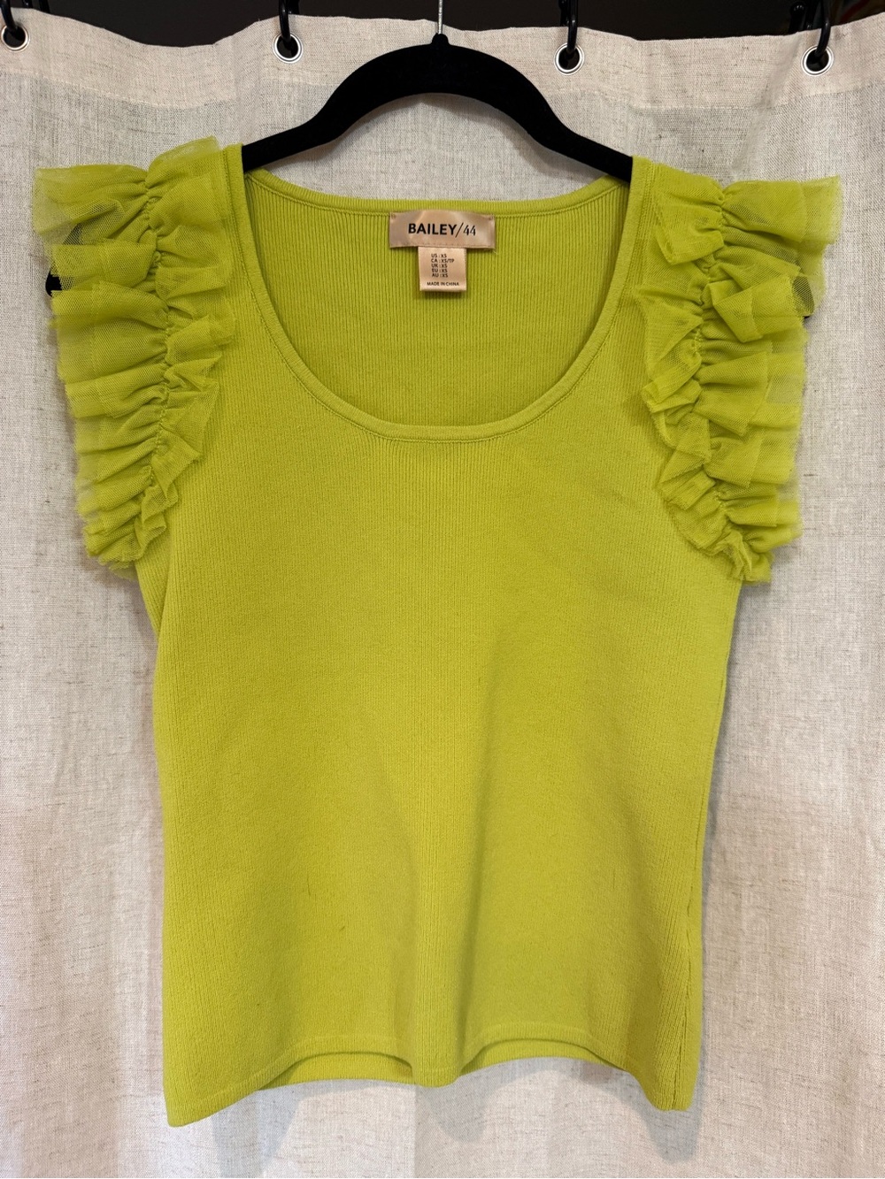 Bailey 44 Lime Green Ruffle Sleeve Tank Top